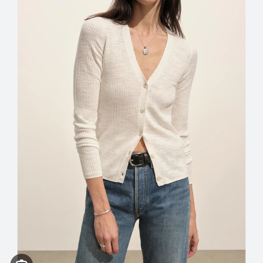 NWT Buck Mason Coastal Linen Rib Cardigan Soft White M